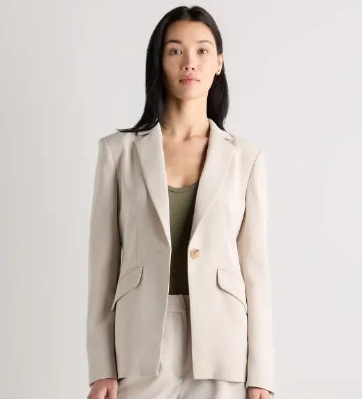  Stretch Crepe Cinched Waist Blazer